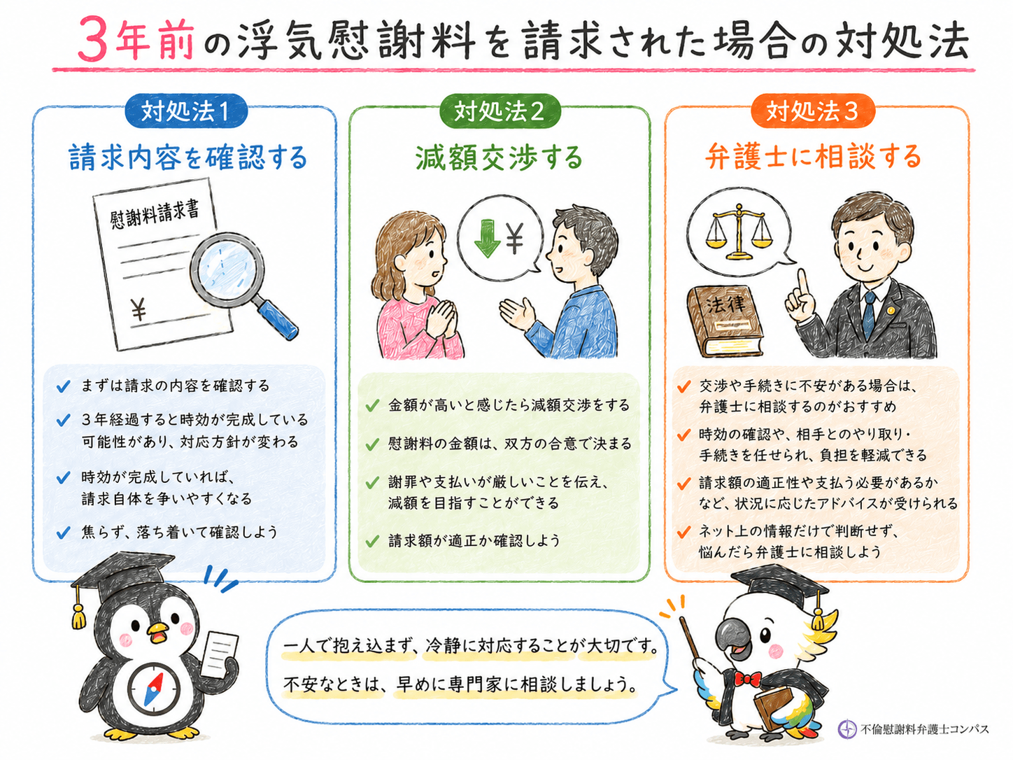 ７章　３年前の浮気慰謝料を請求された場合の対処法３つ